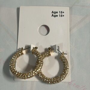 Gold Pave Hoops